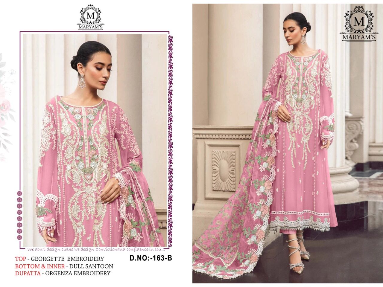 Maryams 163 Embroidery Georgette Pakistani Suits Wholesale Suppliers In Mumbai
